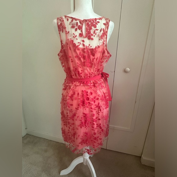 ELLE coral sheer with lace sleeveless spring dress XL - Picture 9 of 16